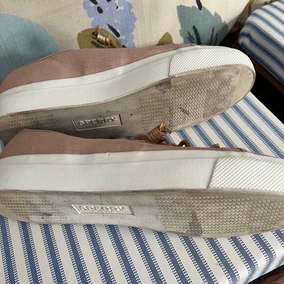 Sperry Sky Sail Metallic Twill Rose Dust Slip On Sneaker Size 11 - Picture 4 of 4